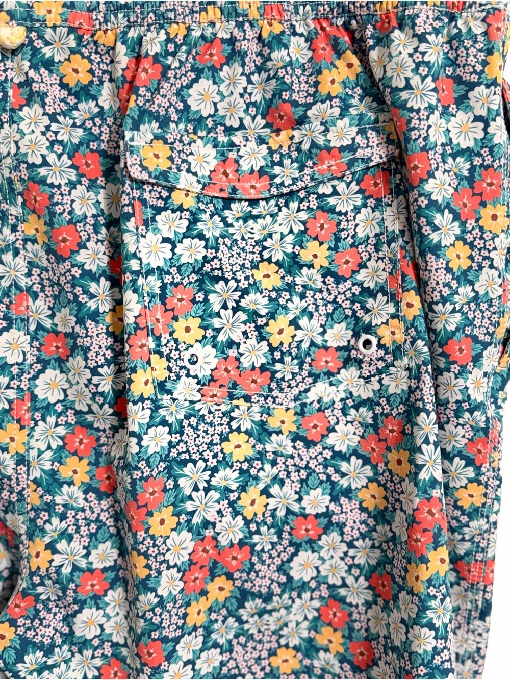 Johnnie-O Mens Swim Trunks XXL Blue Floral Print Board Shorts Mesh Lined Beach